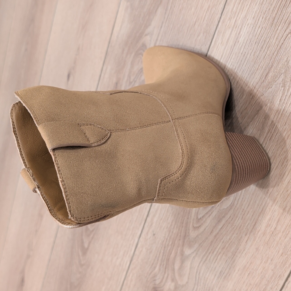 MIA Tan Suede Mid-Heel Western Ankle Boots - Picture 5 of 5